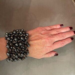 Beaded and rhinestone bracelet, High End costume, jewelry.